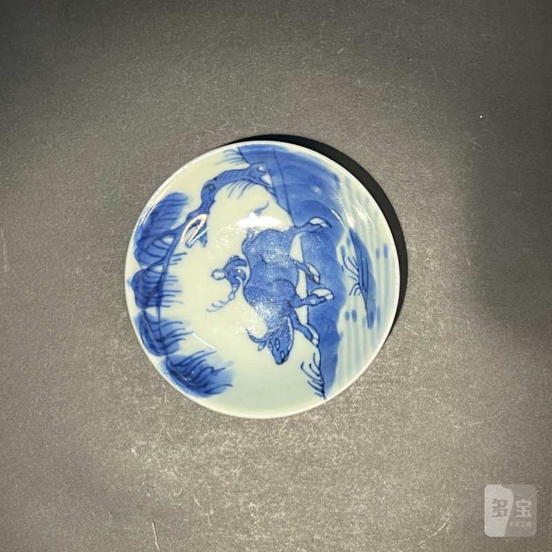 清 青花童子牧牛纹小盘 - 图3